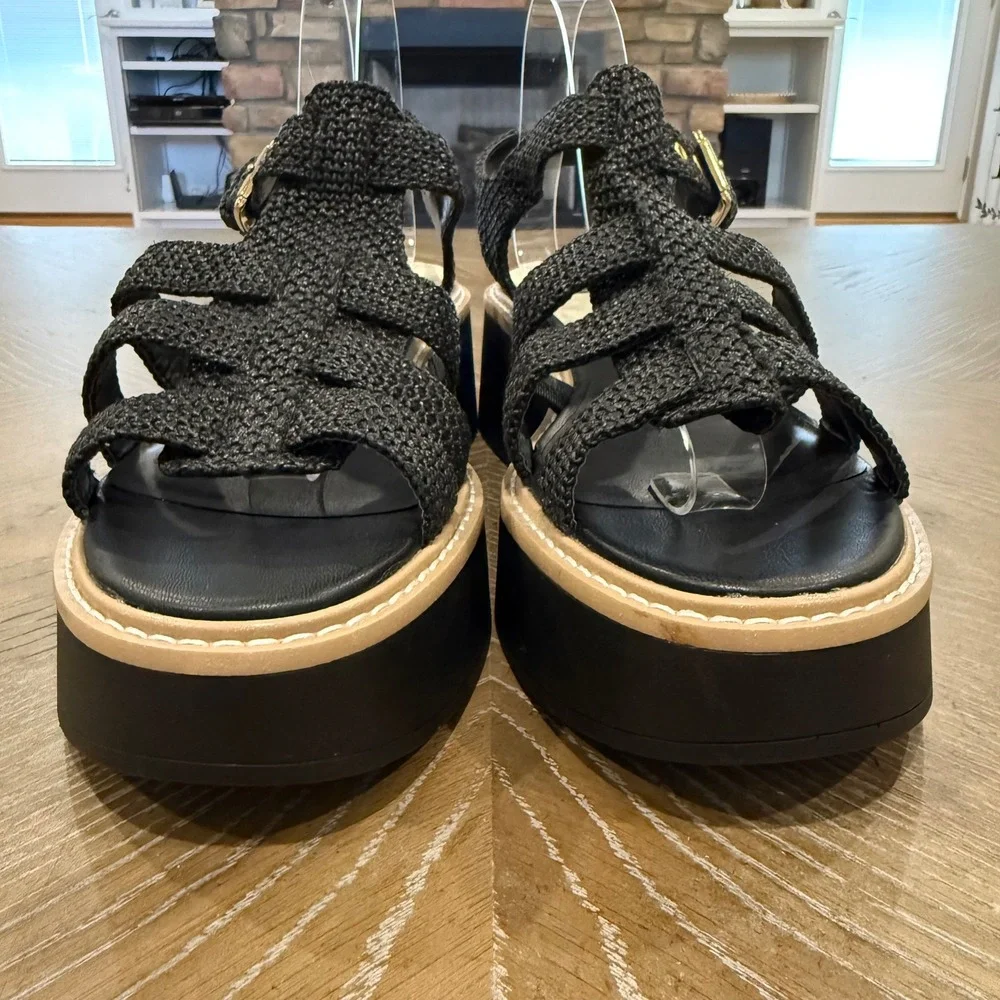 Dolce Vita Liani Black Fisherman Platform Sandals NWOB Size 10M